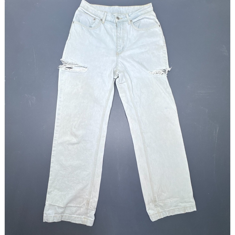 Ragged Jeans Women's Size 28 High Rise Distressed Light Wash Straight Leg Jeans